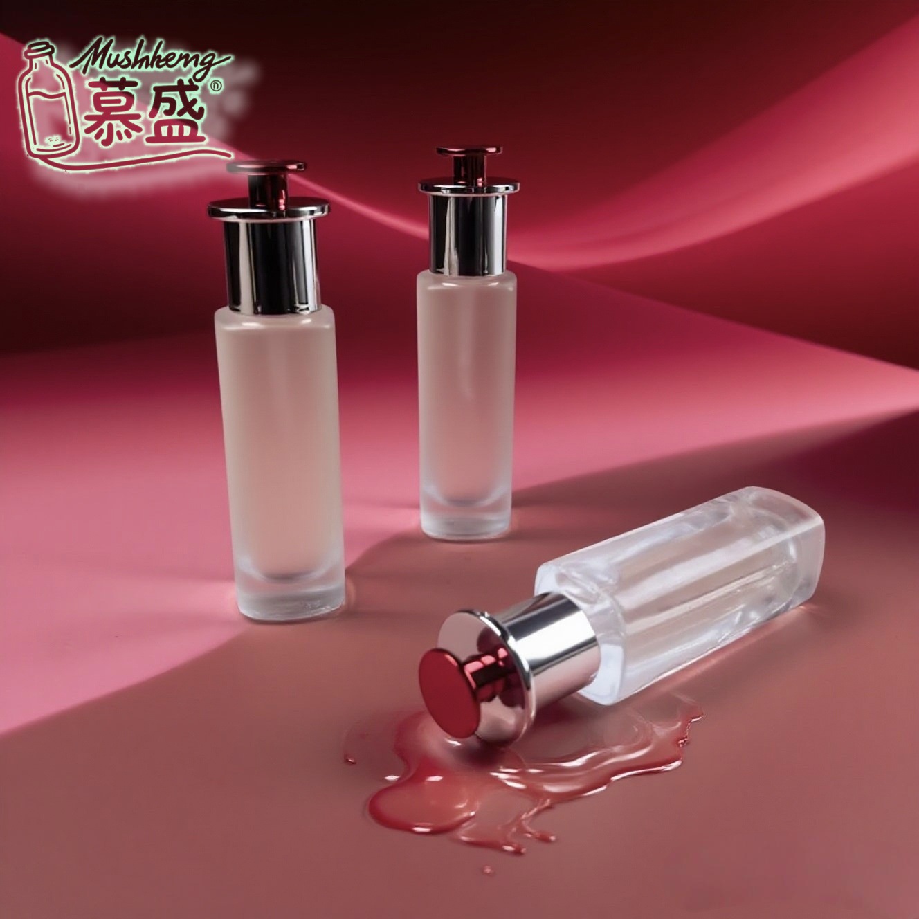 新款40ml厚底四方透明精华按压滴管玻璃瓶 精油分装瓶包材小容量