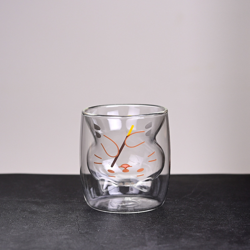 Jugo creativo leche vidrio de dibujos animados de vidrio transparente tridimensional animal y planta forma taza de agua de color de vidrio