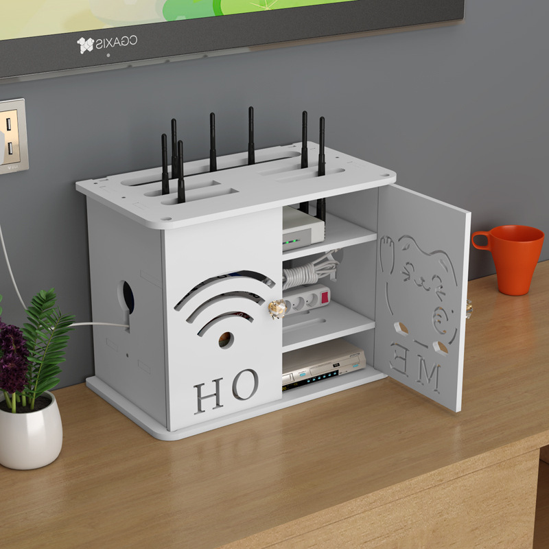 Corner Wifi Router Storage Box, Living Room Tv Set-Top Box Shelf, Socket Organizer, Wireless Modem