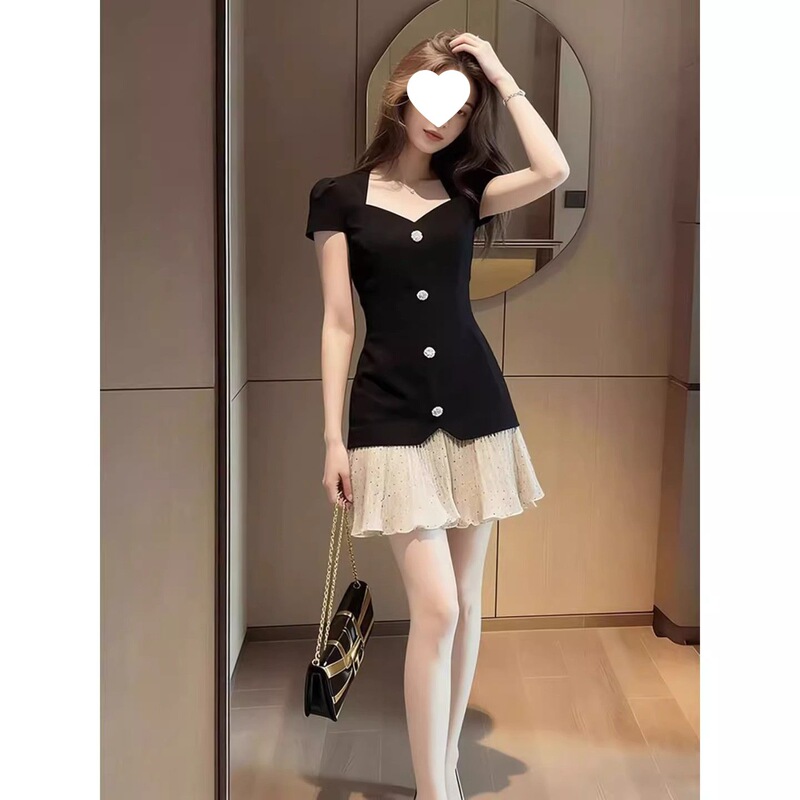 French-Style Elegant Ladylike Dress with a Goddess Vibe, Simple and Classy Black Dress for Spring French-Style Elegant Ladylike Dress with a Goddess Vibe, Simple and Classy Black Dress for Spring