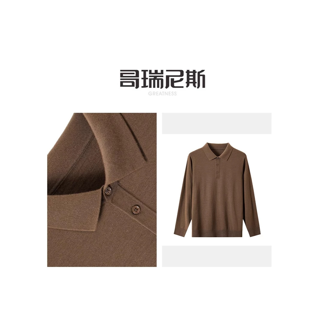 2026 Spring and Autumn New Style 100% Mercerized Wool Men's Commuter Minimalist Versatile Fashionable Simple Pullover Top