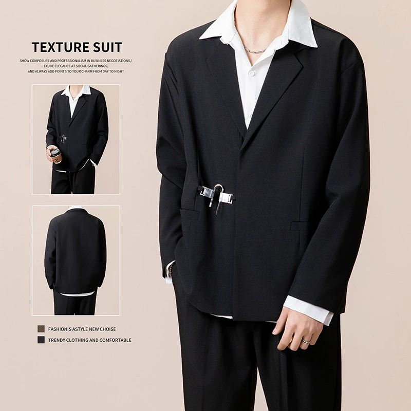 2025 весна и осень новый пиджак металлический замок дизайн элегантный и красивый простой повседневный свободный костюм