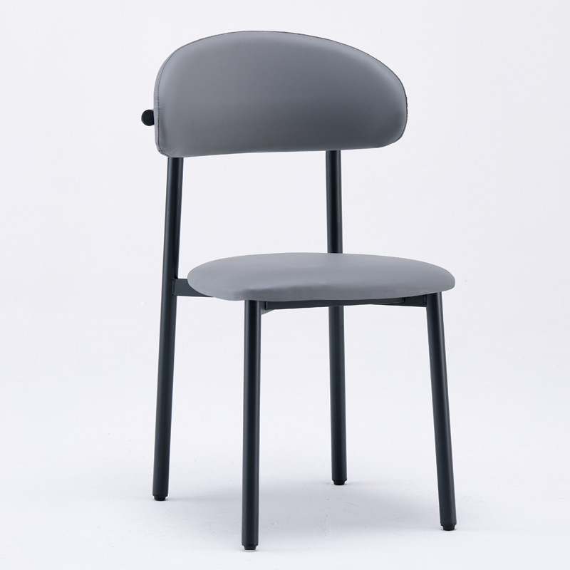 Silla de comedor de lujo ligero, cojín de cuero para el hogar, silla de ocio, silla de recepción de hotel, silla de banquete comercial, silla de comedor