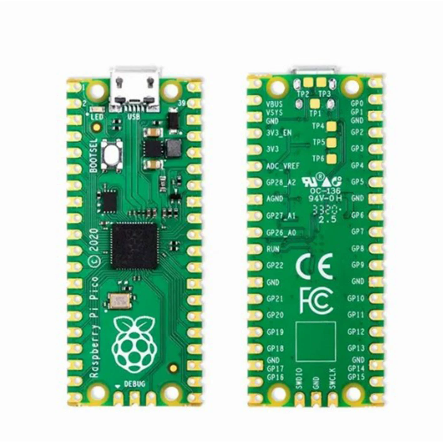 Development Board Raspberry Pi Pico RP2040, dual-core MCU, MicroPython support, USB-C option