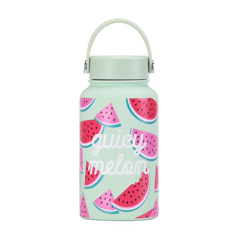 Nueva transfronteriza 650ml taza de vacío de boca ancha portátil de vacío niños estudiante deportes hervidor de agua de impresión al aire libre taza