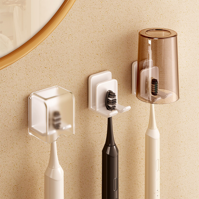 Toothbrush Rack Punch-free Wall-mounted Toothbrush Cup Toothbrush Mouthwash Cup Storage Wall-mounted Electric Toothbrush Rack