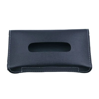 Cross-Border Car Tissue Box with Strap-On Sun Visor Design, Multifunctional Leather Tissue Holder for Vehicle Use (Car tissue box/set) - black