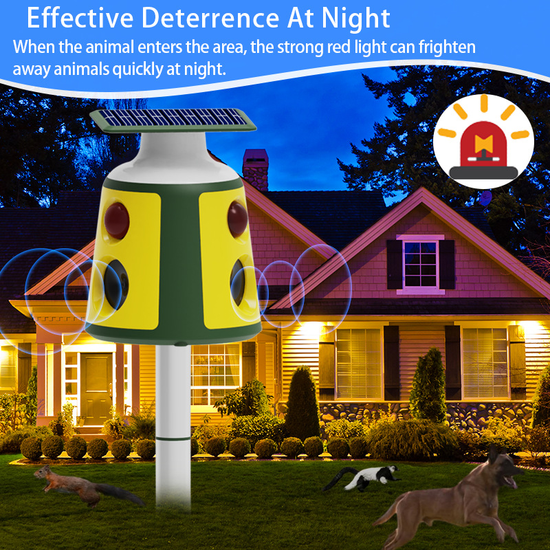 Fábrica al por mayor 360 grados repelente de aves multi-funcional de tres lados cuerno animal Drive al aire libre ultrasónico ratón repelente