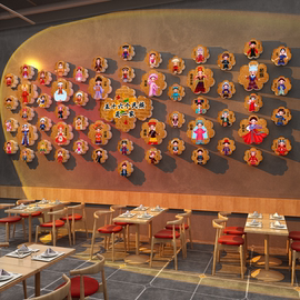 ♔56个民族团结农家乐中餐饮厅饭店湘菜馆文化墙面装饰贴纸壁画挂