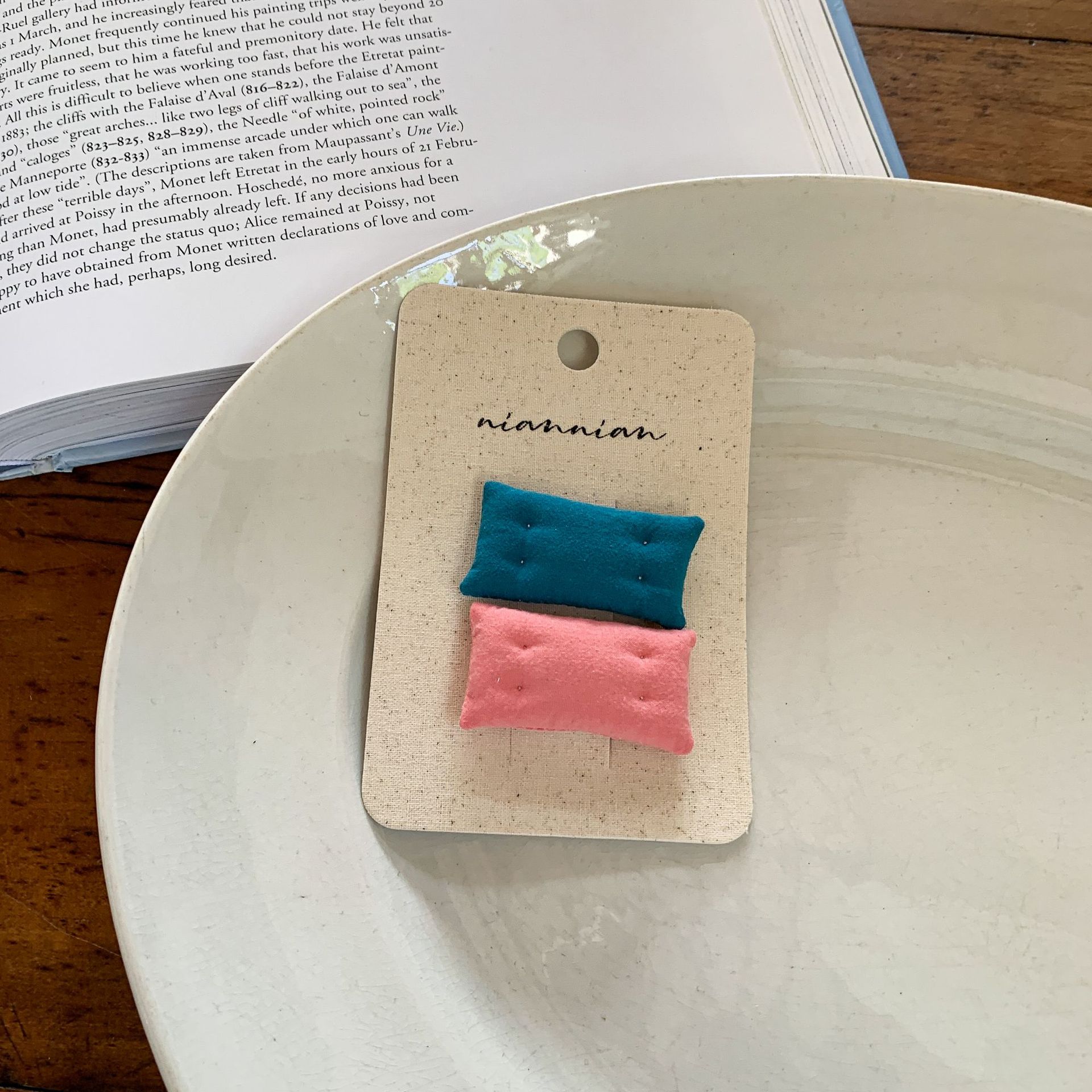 Almohada pequeña rosa y azul (un par)