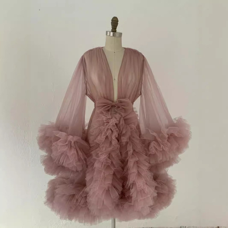 Cross-Border Best-Selling Mesh Gauze Dressing Gown Dress for Women, Maternity Photo Shoot Clothing, Short Gauze Skirt Available in over 100 Colors