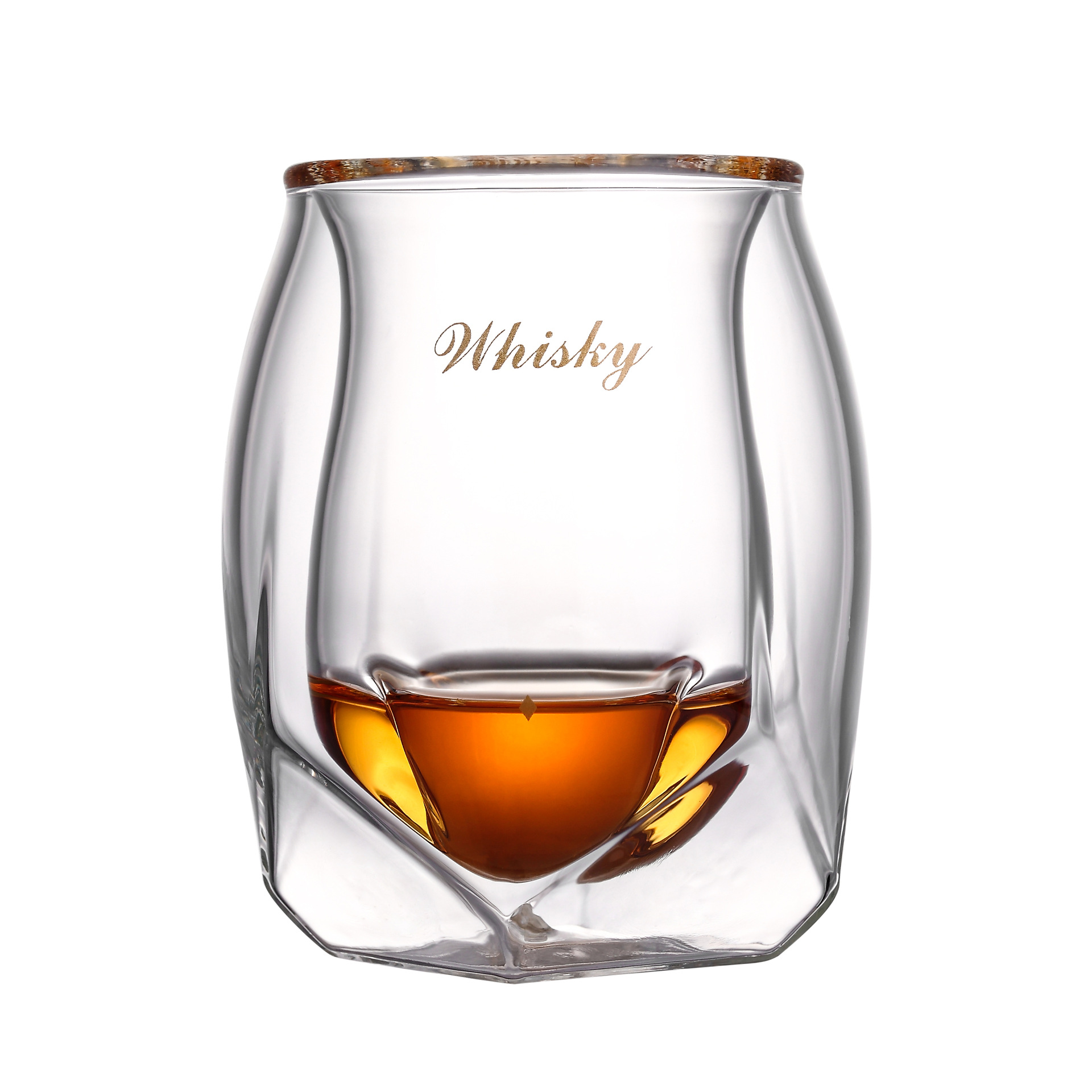 Nuevo estilo whisky copa de vino estilo europeo creativo transfronterizo copa de vino de vidrio doble capa copa de vino casera caja de regalo cilíndrico embalaje