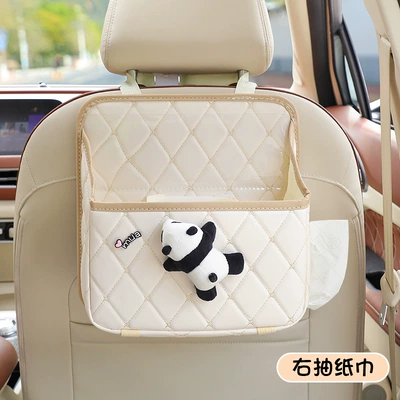 Car storage bag/box: box seat back storage rack - papa-panda-multifunctional-storage-bag-beige-comes-with-waterproof-bucket-no-specifications