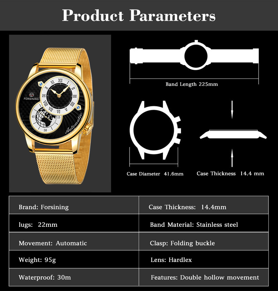 Men's Mechanical Watch With Earth Pattern And Leather Steel Strap_voghion.com
