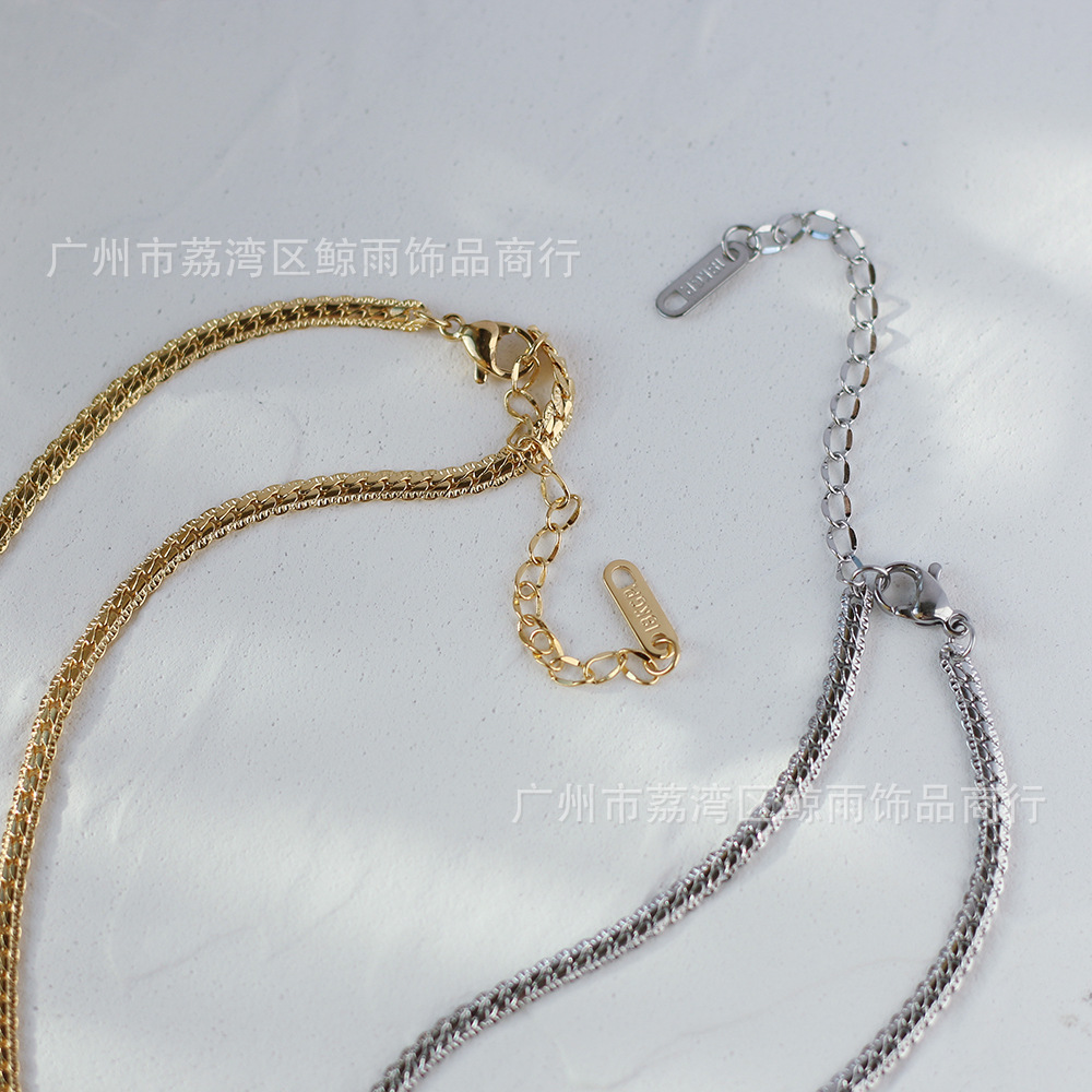 18k Retro Snake Bone Flat Chain Titanium Steel Necklace Wholesale Nihaojewelry display picture 5