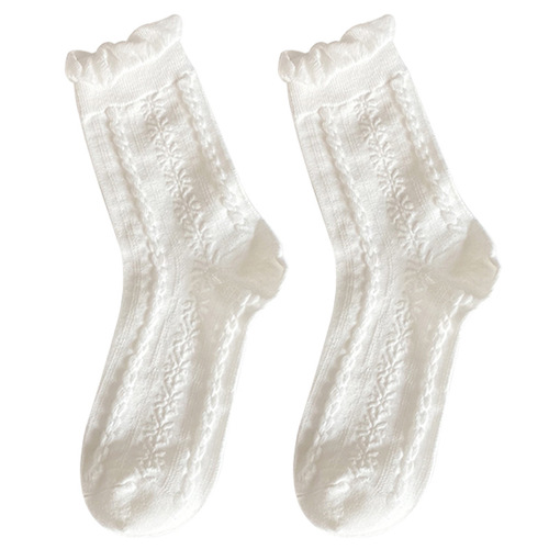 White socks for women, cute Japanese jk socks, summer lace ins trend mid-calf socks for women, pure cotton, summer thin models