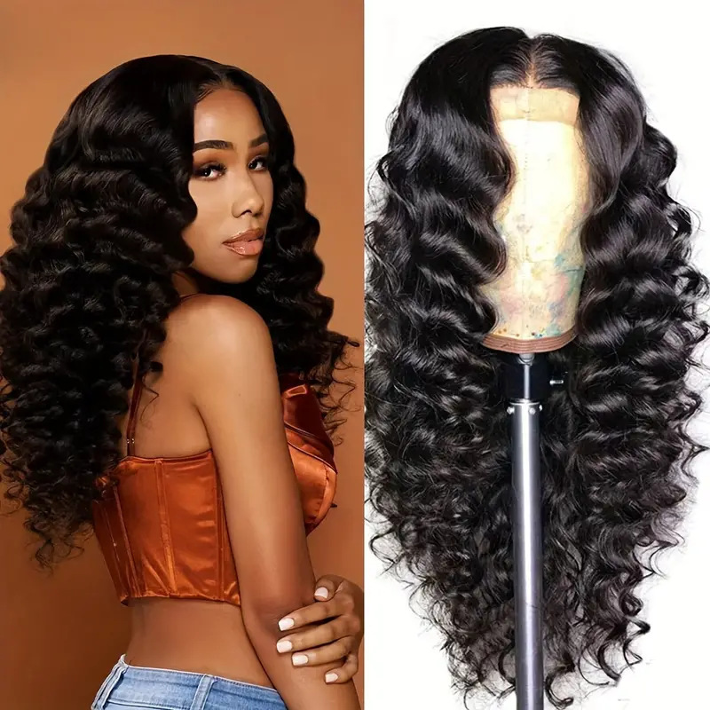 Wig real hair silk front lace 13*4 HD loose wave human hair wigs cross border generation