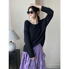 南鱼 现货~又甜又辣！韩版宽松圆领雪花棉后背交叉长袖防晒衣T恤