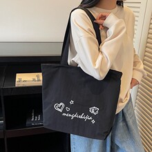 慵懒风便携字母托特包通勤女生单肩包小众秋季新款大容量外出布包