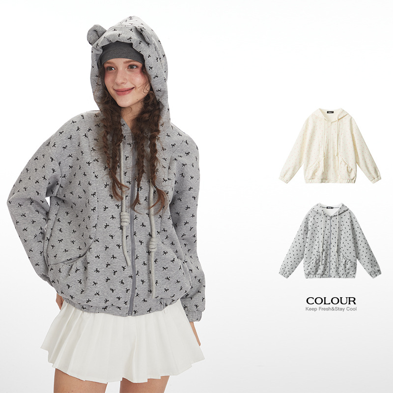 Heyhenry 2025 New Casual Hooded Cardigan Sweatshirt Women's Versatile Loose Preppy Long-Sleeved Autum Jacket