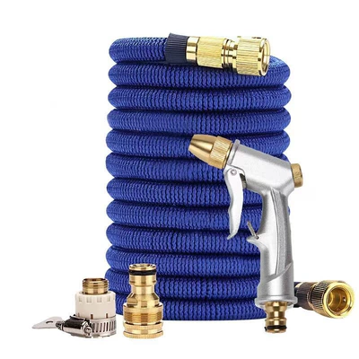 High-Pressure Car Wash Water Gun for Home Use, Powerful Booster Telescopic Hose, Soft Hose for Tap Water, Flower Watering Nozzle, Washing Spray Gun (High pressure car wash water gun) - upgraded-metal-high-pressure-short-gun-15m-set-before-water-injection-5m