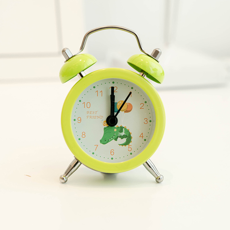 Directo de fábrica estilo Coreano de metal simple mini reloj despertador estudiante color caramelo pequeño dinosaurio lindo Reloj portátil