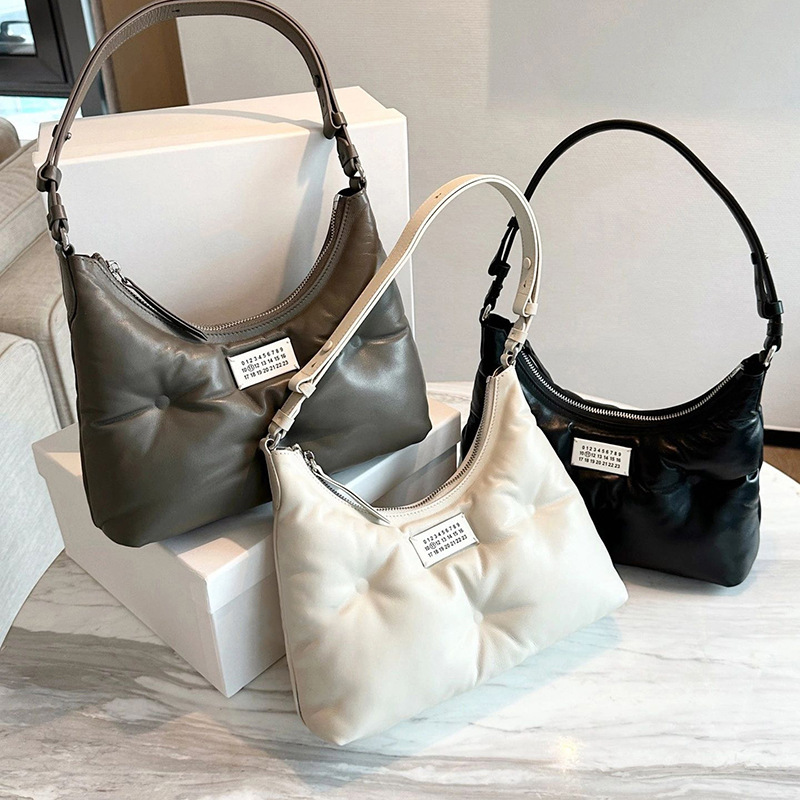 Margiela Hobo Sheepskin Pillow Bag Underarm Bag Mini Crossbody Handbag Genuine Leather Shoulder Chain Cloud Bag for Women