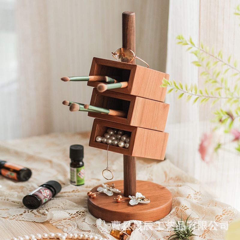Nuevo titular de la pluma de madera oblicua insertar Escritorio de oficina papelería caja de almacenamiento de madera maciza multi-capa de maquillaje cepillo de almacenamiento de rack titular de la pluma