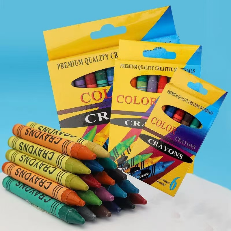 カラフルなクレヨン 6 色 12 色子供のアート画材ラウンドロッドスムーズなタッチ鮮やかな色在庫卸売|undefined