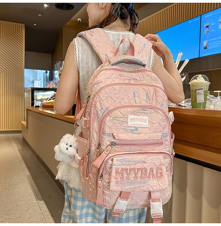 School Backpack Set For Girls Large Capacity College Bag_voghion.com