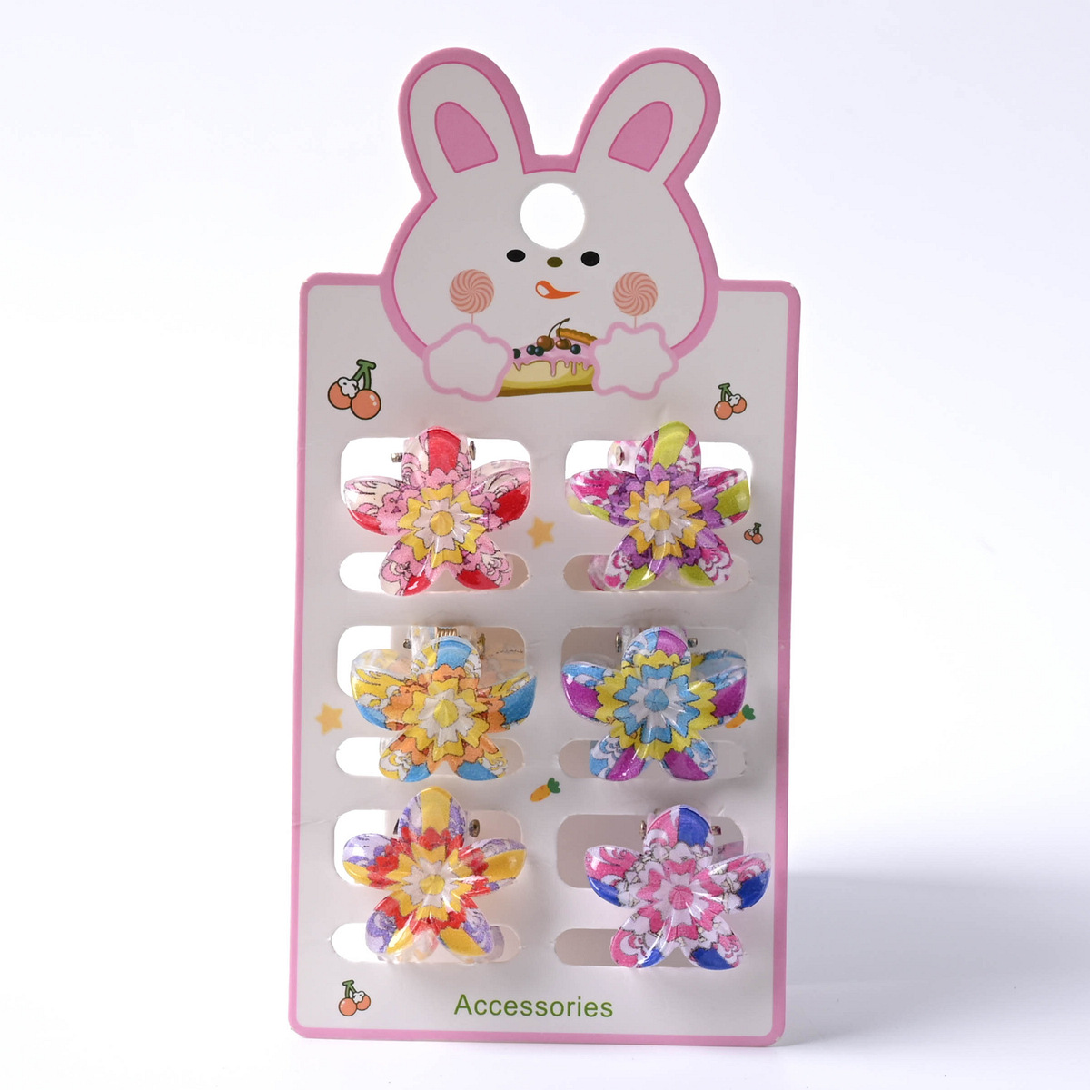 Pequeño huevo flor clip de dibujos animados oso impresión de color cabello pequeño lindo clip de cabello joyas para el cabello