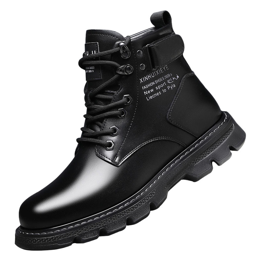 Martin botas de cuero alto tubo medio botas de algodón cálido botas de hombre suela antideslizante casual versátil y duradera