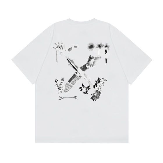 2025 Cross-border Fashion Brand New Summer OF Printed Loose Men's and Women's Couples Short-sleeved T-shirt Series in stock Wholesale