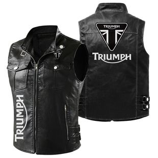 2023 spring and summer new not fleece-lined high-end motorcycle leather vest motorcycle Knight Kaixuan British motorcycle vest