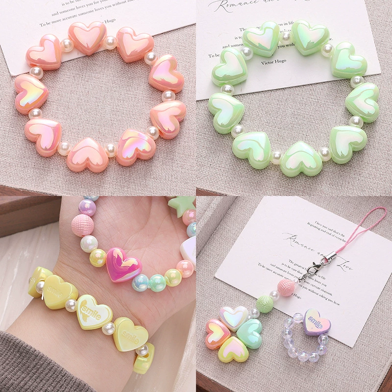 Acrylic beads heart-shaped handmade, bracelet, necklace, pendant, accessories, DIY