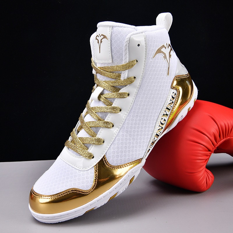 High-top boxing shoes for men, women, and children, suitable for sparring, combat training, adult fitness, weightlifting, martial arts, and wrestling