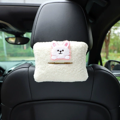 tissue box DIY multifunctional car – Car tissue box/set - lambswool-tissue-box-stickers-three-dimensional-lying-rabbit