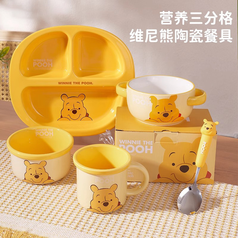 Stitch Bowl and Spoon Set, Thickened, Anti-Scalding, Cute Gift, Ceramic Tableware, Children's Bowl, High Aesthetic Value, Free Shipping