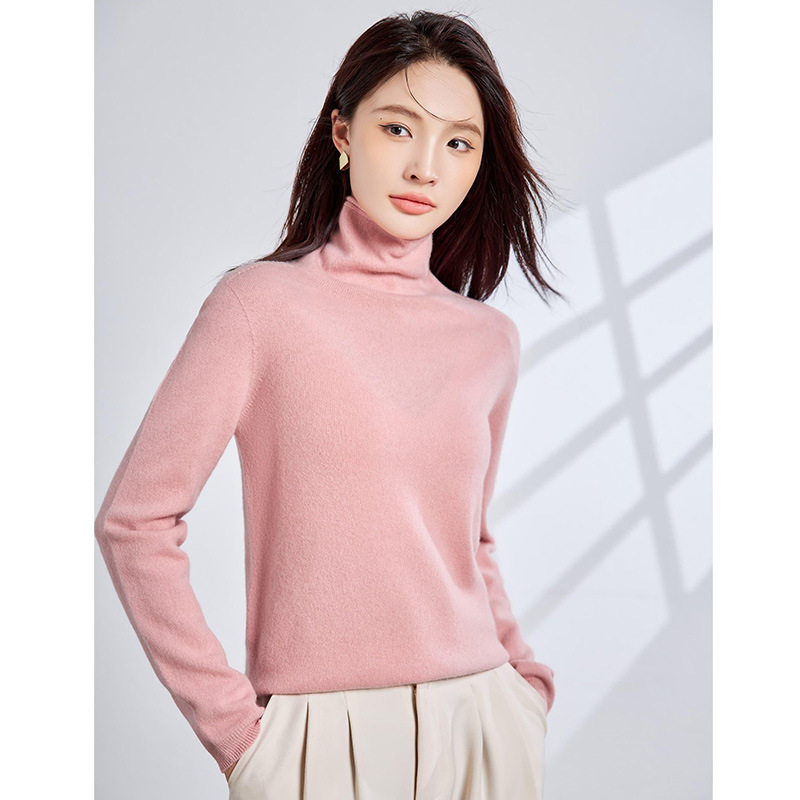 Seamless One-Piece Merino Wool Cashmere Turtleneck Knitwear for Women, Autumn and Winter Style, Gentle and Elegant, Warm Sweater Top