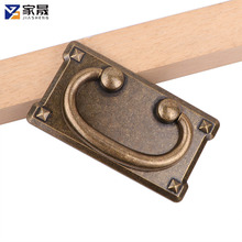 仿古中美式抽屉双孔拉手橱柜衣柜复古古铜色把手锌合金四方门把手