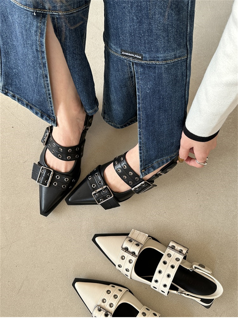 French style small fragrant pointed toe Mary Jane shoes retro medium thick heel single shoes for women 2024 spring and summer _voghion.com