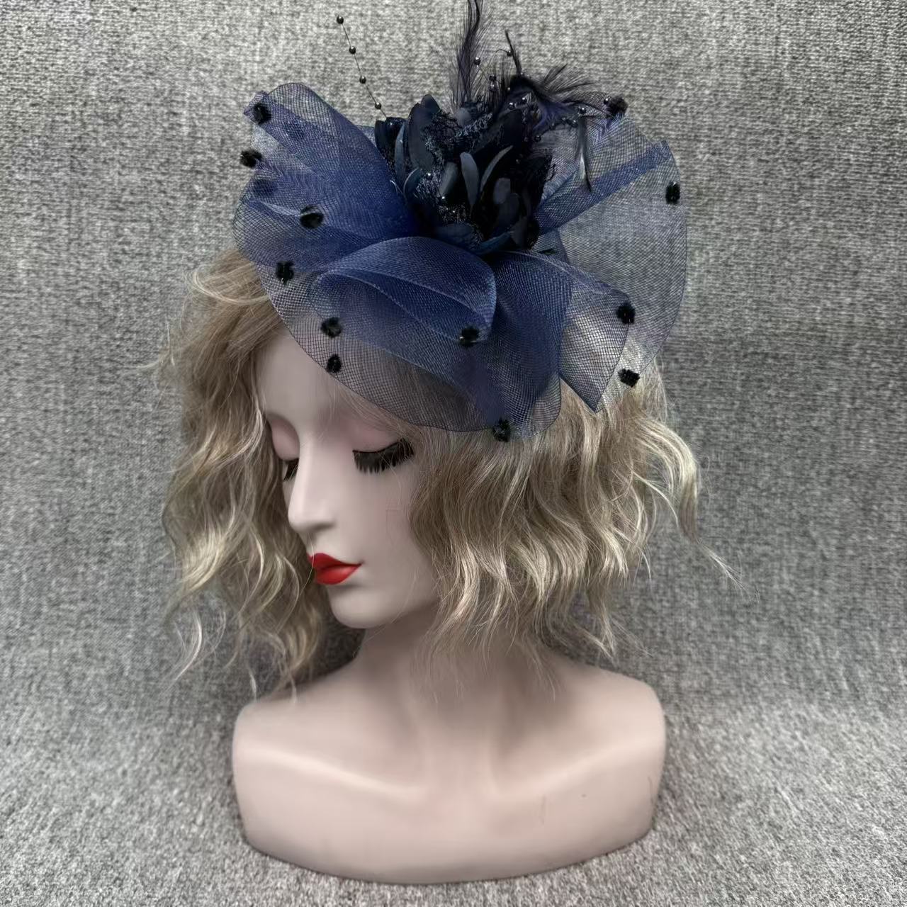 European and American Amazon Feather Headwear Bridal Hair Accessories Mesh Fascinator African Wedding Hair Accessories Hairpin