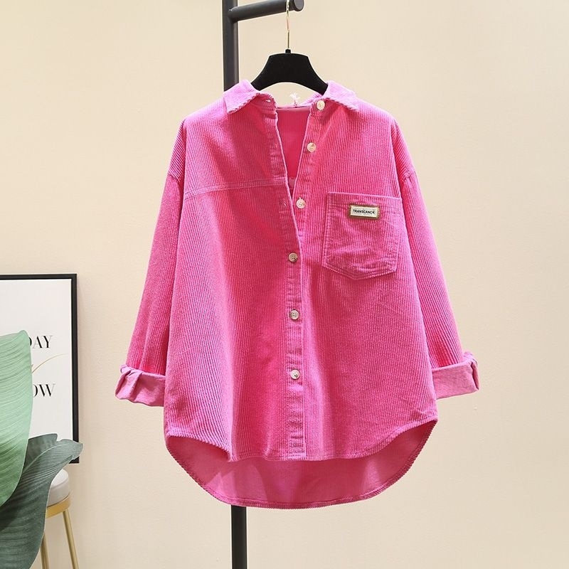 가을과 겨울 새로운 두꺼운 코듀로이 셔츠 여성의 느슨한 한국 스타일 캐주얼 패션 긴 소매 카디건 셔츠 YN