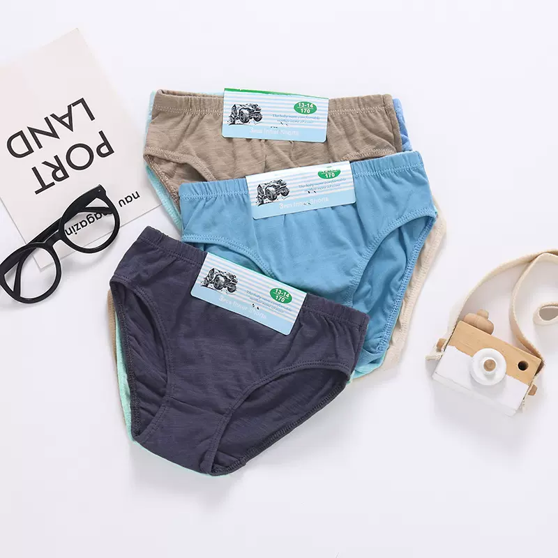 厂家低价批发儿童内裤外货纯色男童棉三角裤中性适可用纯棉透气