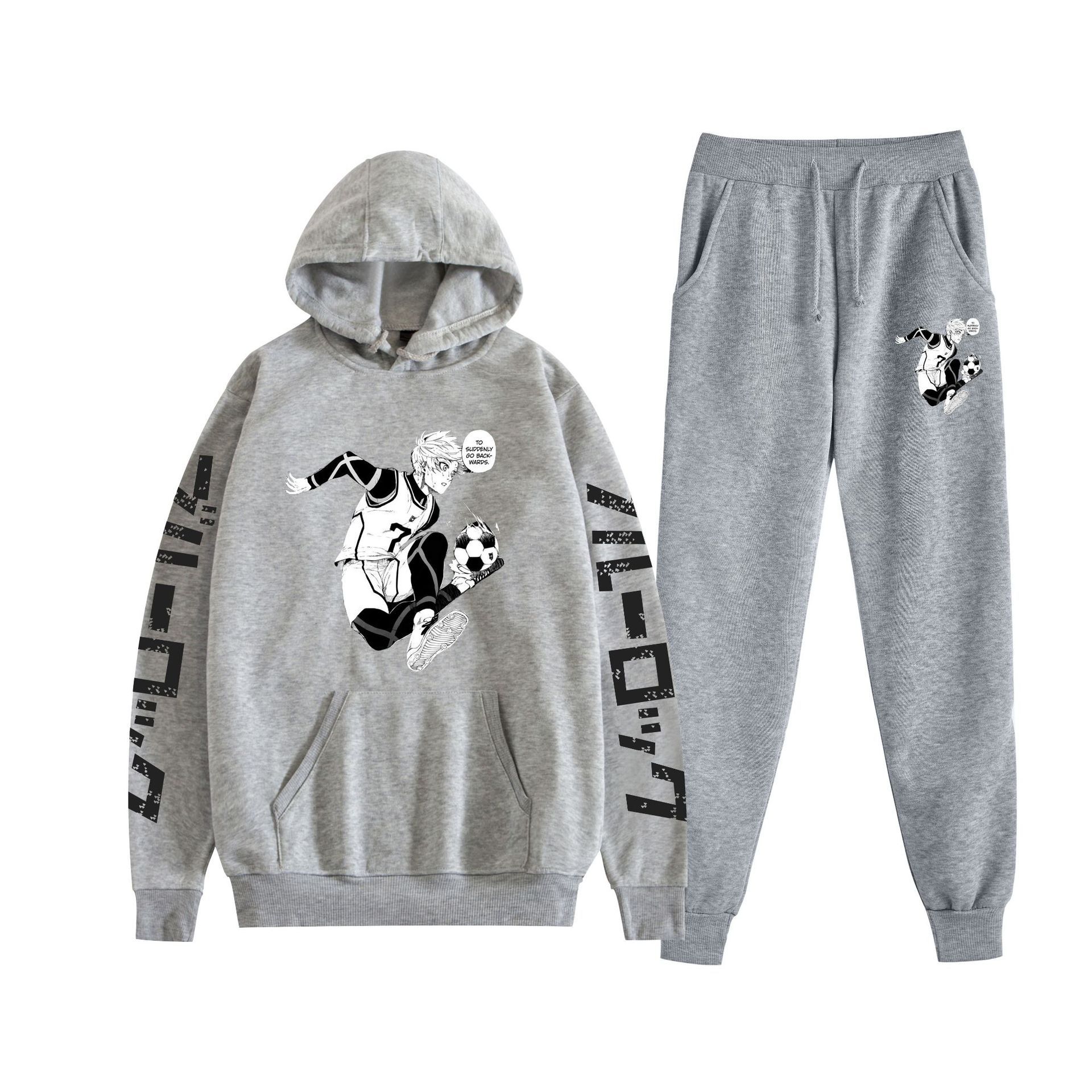 Cross-border BLUE LOCK prisión azul nuevo anime más terciopelo suelto traje de suéter con capucha para hombres y mujeres