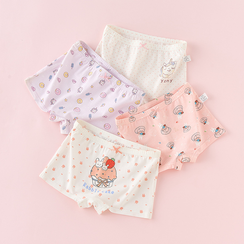 Niñas modelado calzoncillos de esquina para niños de cuatro cuernos para niños pequeños niños pequeños niños pequeños hielo de verano delgado