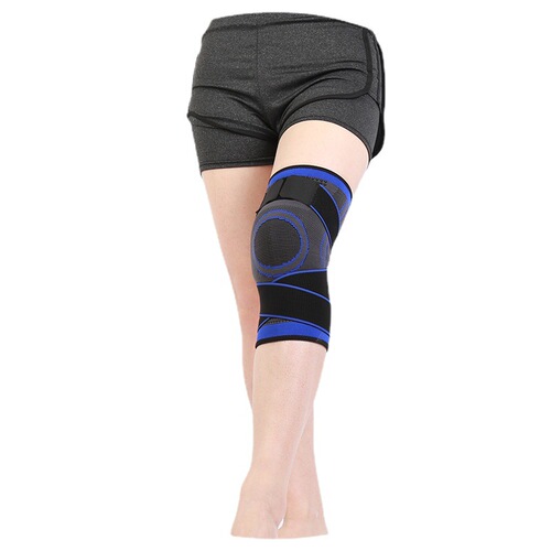 Sports knee support with double straps, knit nylon, pressure knee support for all seasons, football and running knee guard