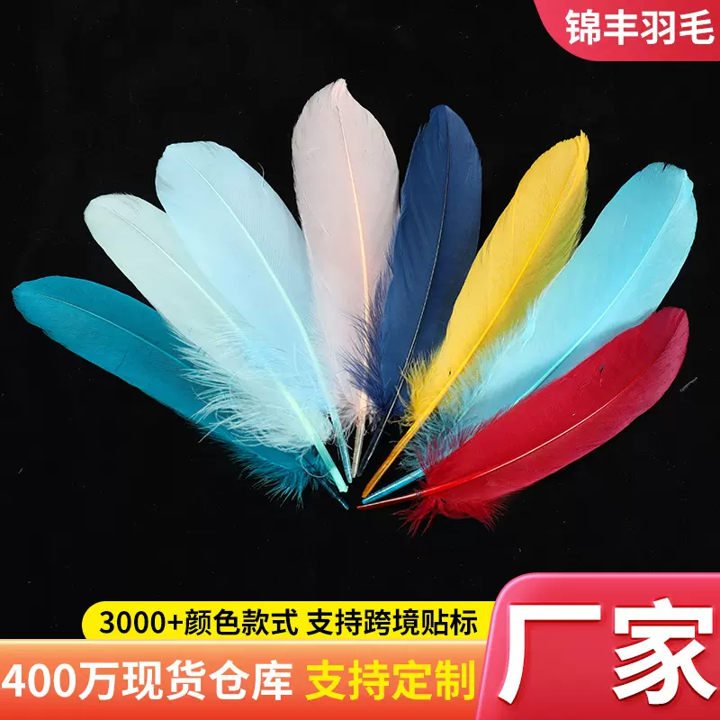 厂家批发鹅羽毛硬大飘14—18厘米捕梦网DIY手工逗猫棒羽毛花材料