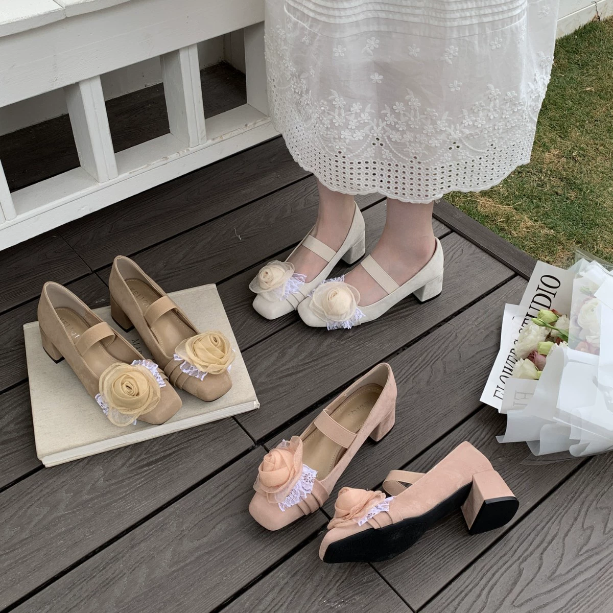 Новые туфли Cheongsam в китайском стиле с украшением в виде розы в сказочном стиле и балетные туфли Мэри Джейн на низком каблуке для женщин