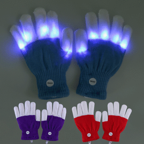LED Halloween Christmas Multicolor Light Gloves, Colorful Flash Knitted White Finger Gloves for Adults and Children in Bulk